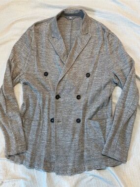 Postage Men's Double-Breasted Heather Gray Knit Blazer